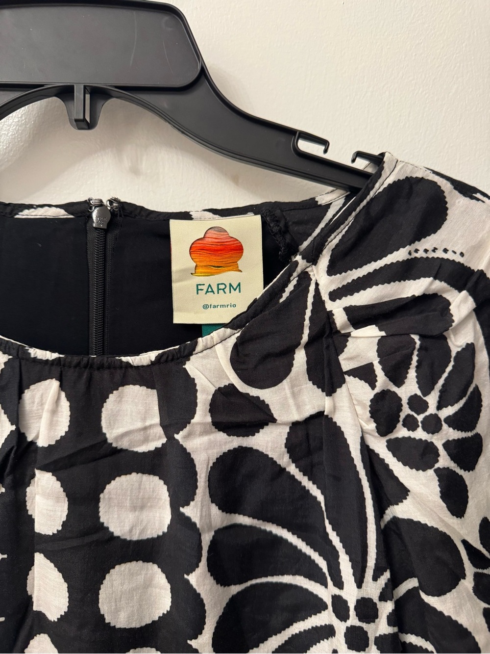FARM Rio Black and White Graphic Floral Belted Casual Dress - Picture 4 of 4